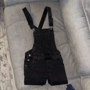 Wallflower Black Denim Short Overalls